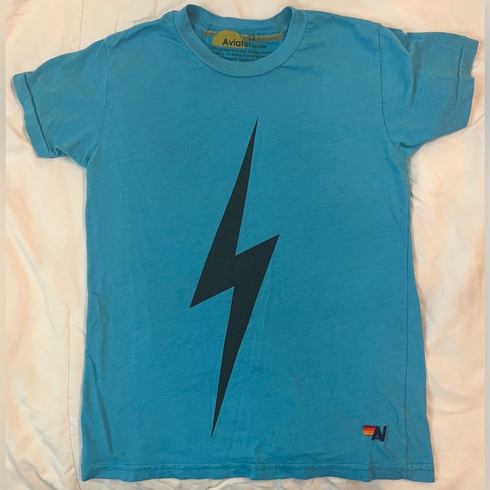 Aviator Nation Blue Lightning Bolt Kids Tee